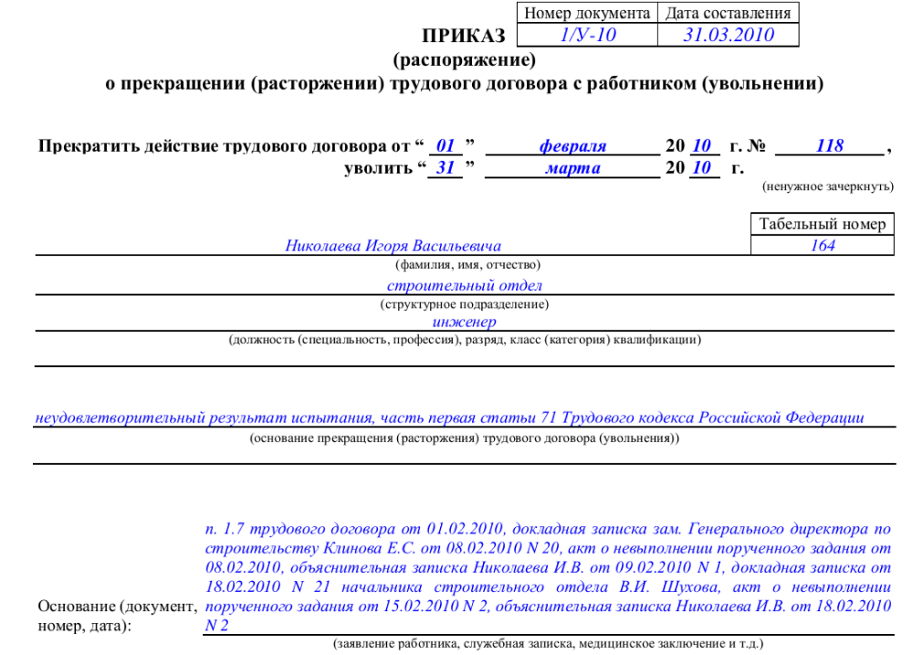 Расторжение договора при испытательном сроке. Приказ об увольнении не прошедшего испытательный срок. Приказ об увольнении работника. Приказ об увольнении образец. Приказ об увольнении на испытательном сроке.