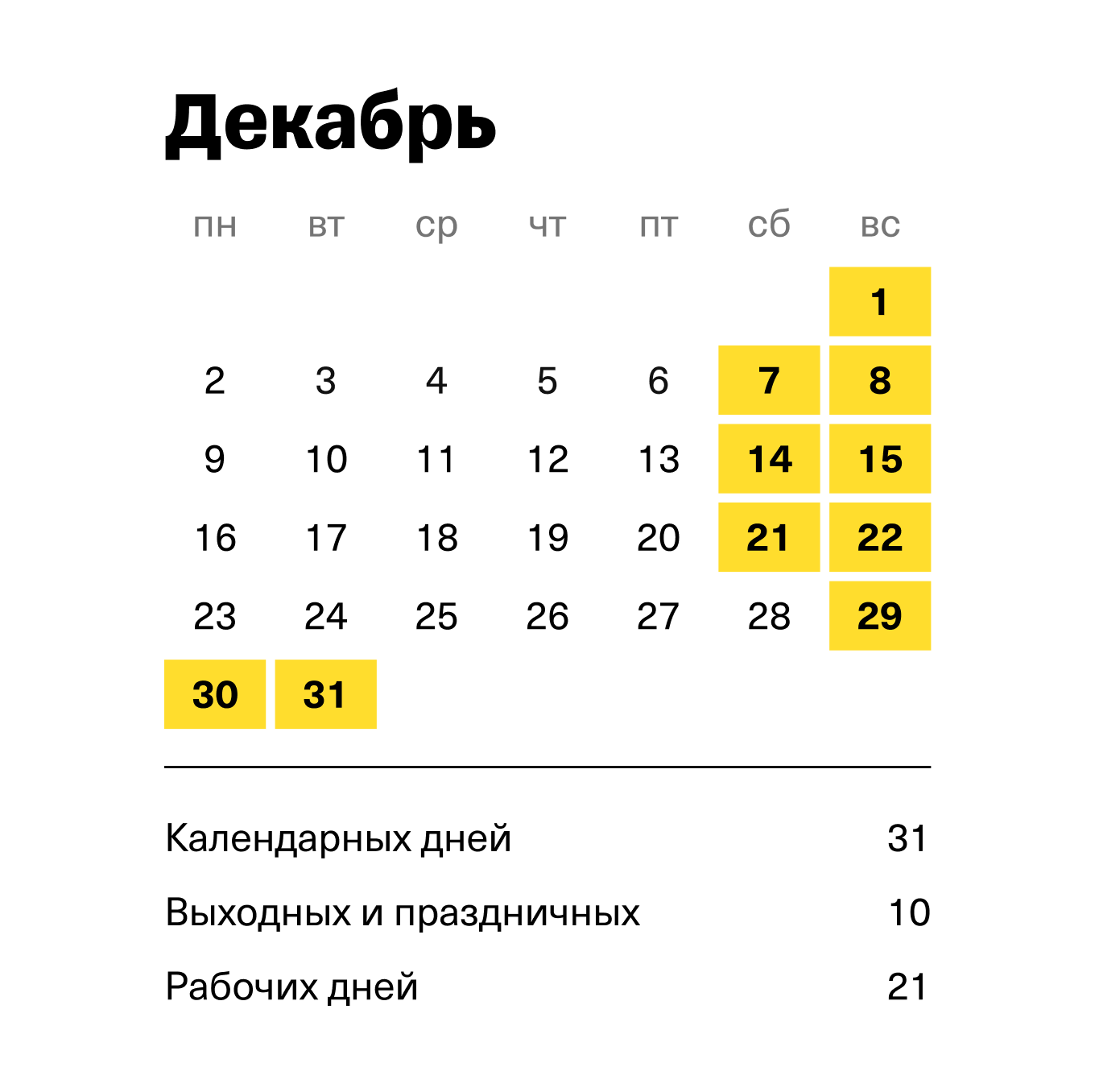 31 декабря 2024 года — выходной или рабочий день в России: производственный  календарь