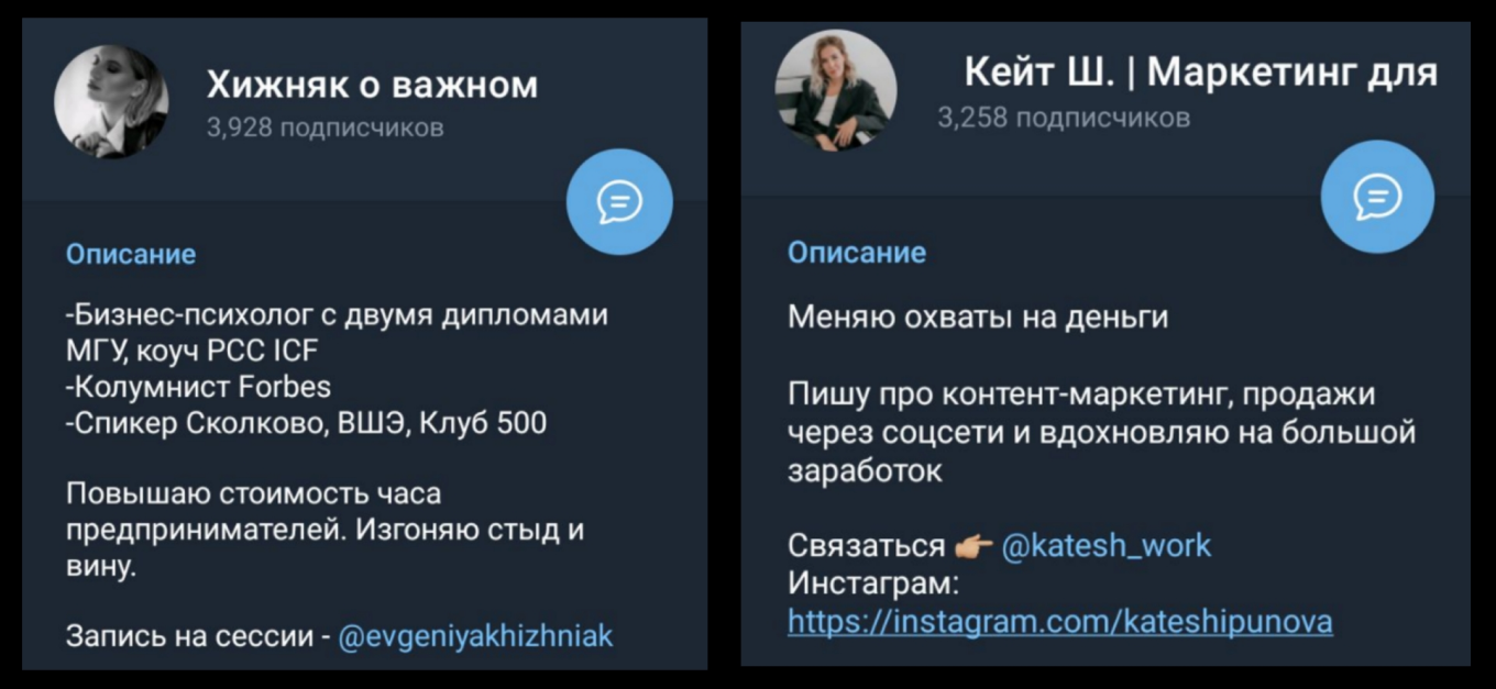 Оформление описание канала в телеграм