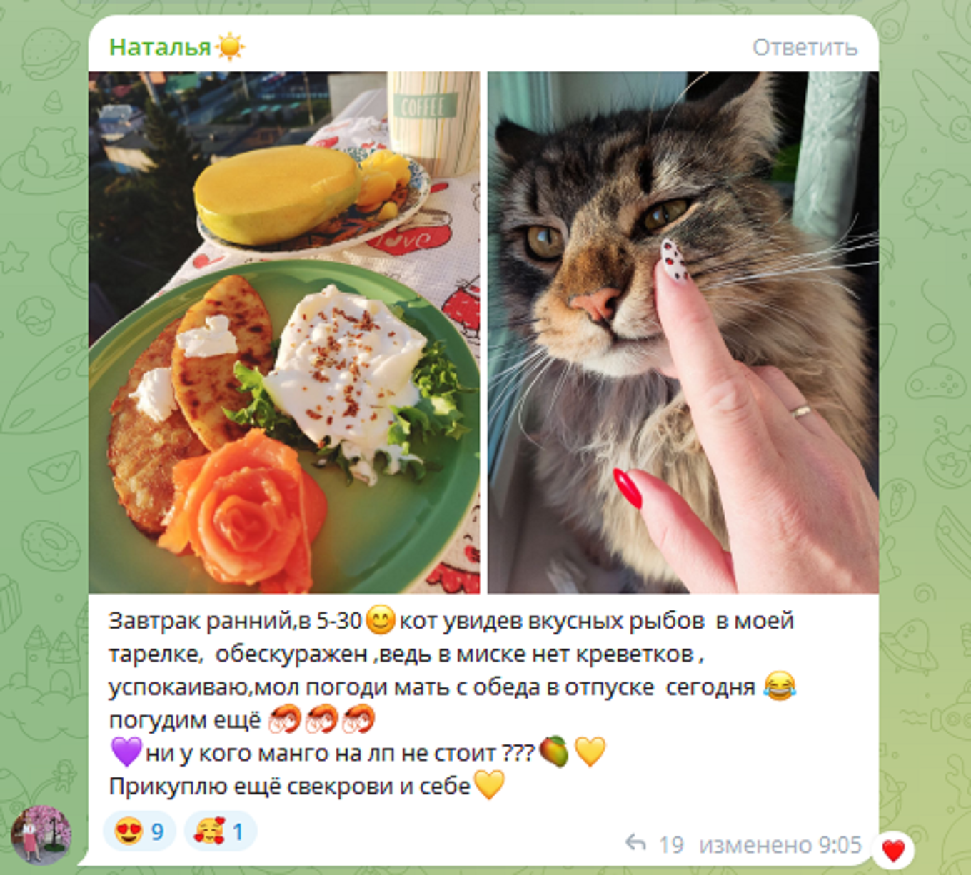 Пример сообщения в чате ВкусВилл